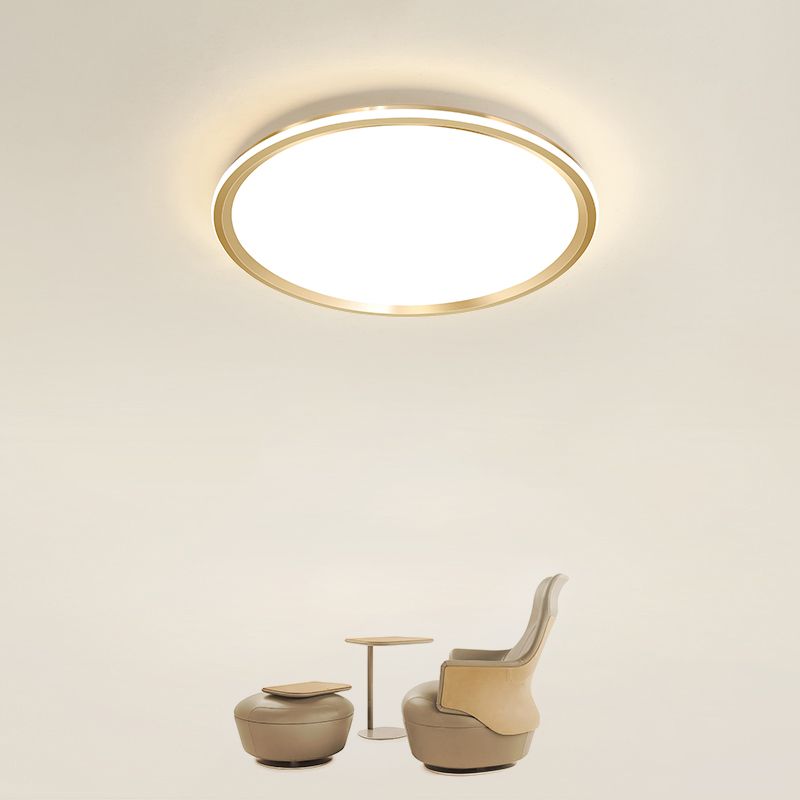 Disc Flush-Mount Light Fixture Simplicity Acrylic Bedroom LED Ceiling Lamp in Gold