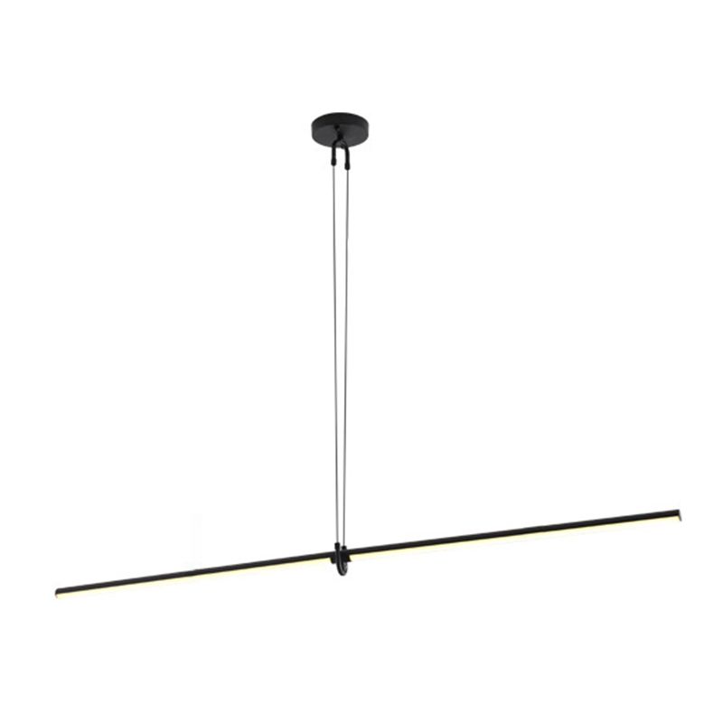 Black Metal Island Light Lámpara colgante de restaurante lineal moderna de 1 cabeza con sombra acrílica