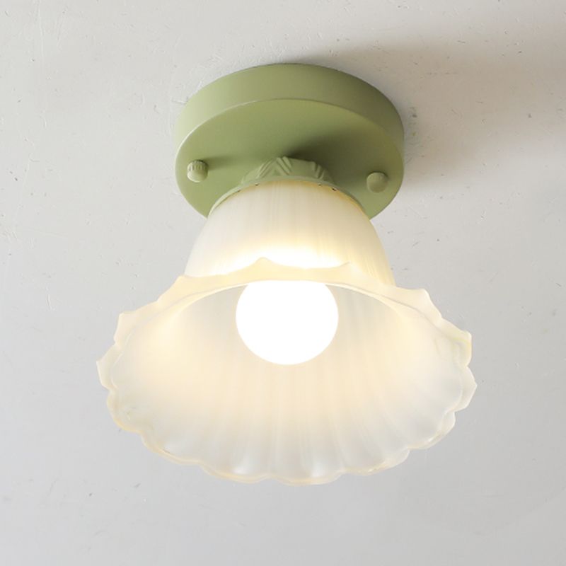 Contemporary Flush Mount Light Green Flush Mount Ceiling Light Fixture with Glass Shade