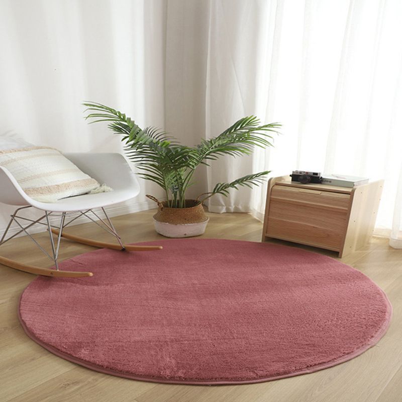 Tapis intérieur rond classique tapis de couleur unis en polyester