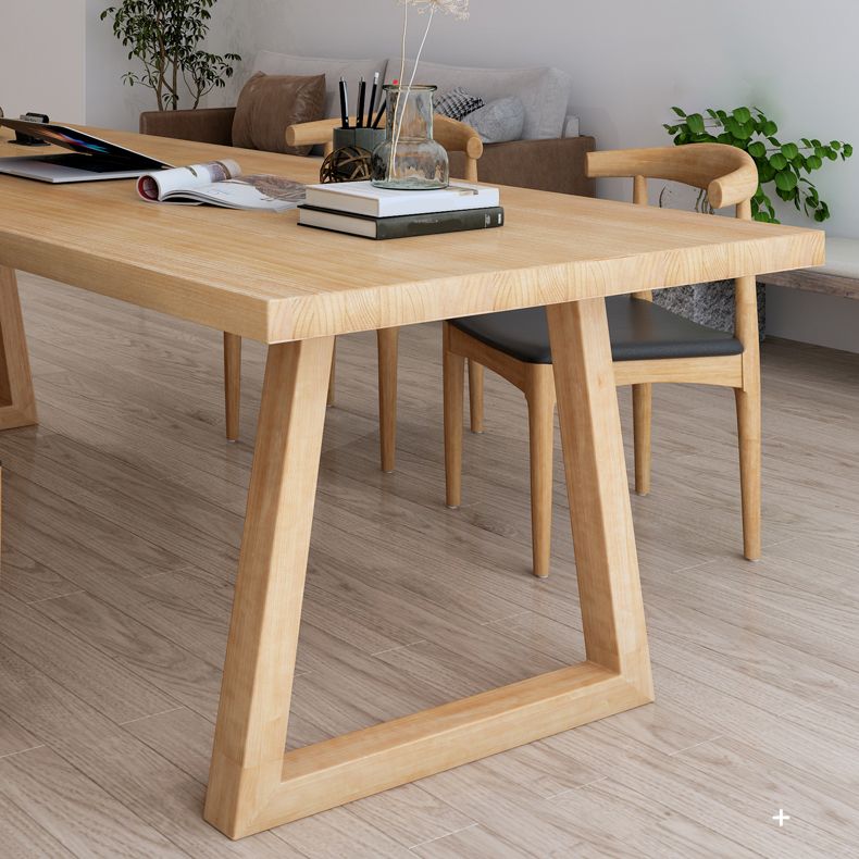 Modern Rectangular Writing Desk Solid Wood Sled Base Office Desk