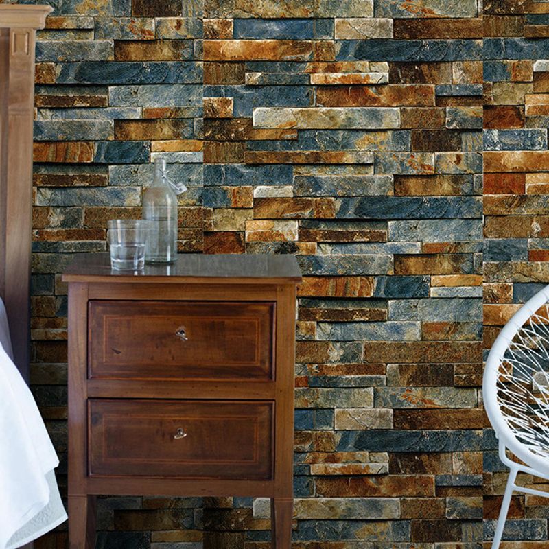 Architecture Colored Bricks Wallpaper Steampunk Self-Stick Wall Art for Bathroom