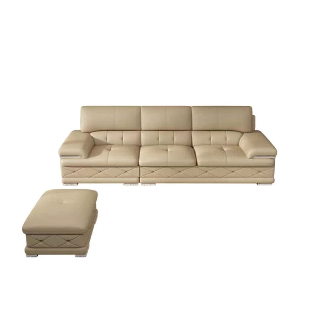 Genuine Leather Sofa & Chaise Modern Tufted Pillow Top Arm Sofa