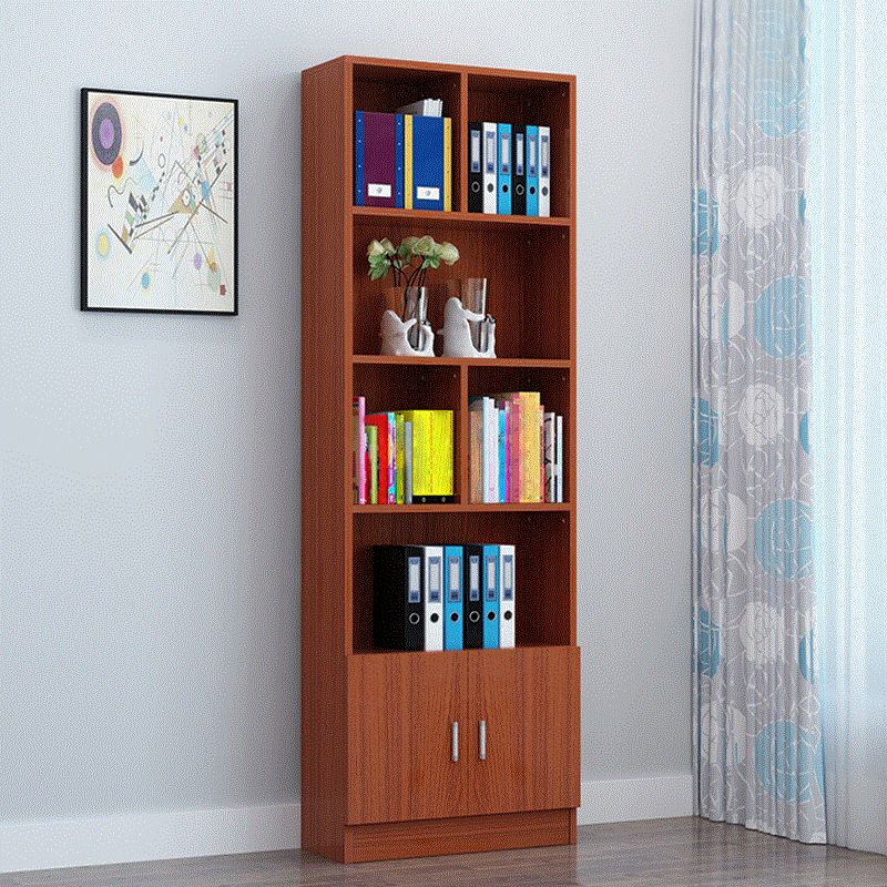 Closed Back Wooden Bookshelf Modern Home Living Room Standard Bookcase with Door