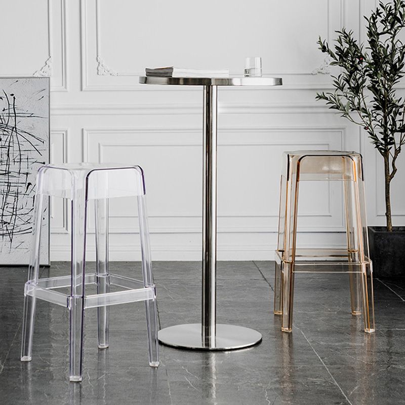 Contemporary Backless Bar-stool Plastic Counter Bar Stool with Plastic Legs for indoor