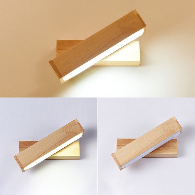 Einfacher Stil rotierende Wandleuchten LED -Holzwandlampe für Schlafzimmer Wohnzimmer