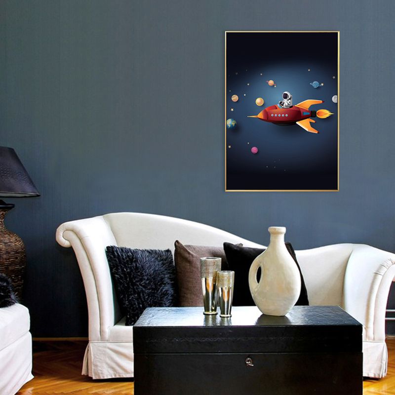 Illustration Painting Modern Art Planet and Astronaut in Soft Color, Multiple Sizes
