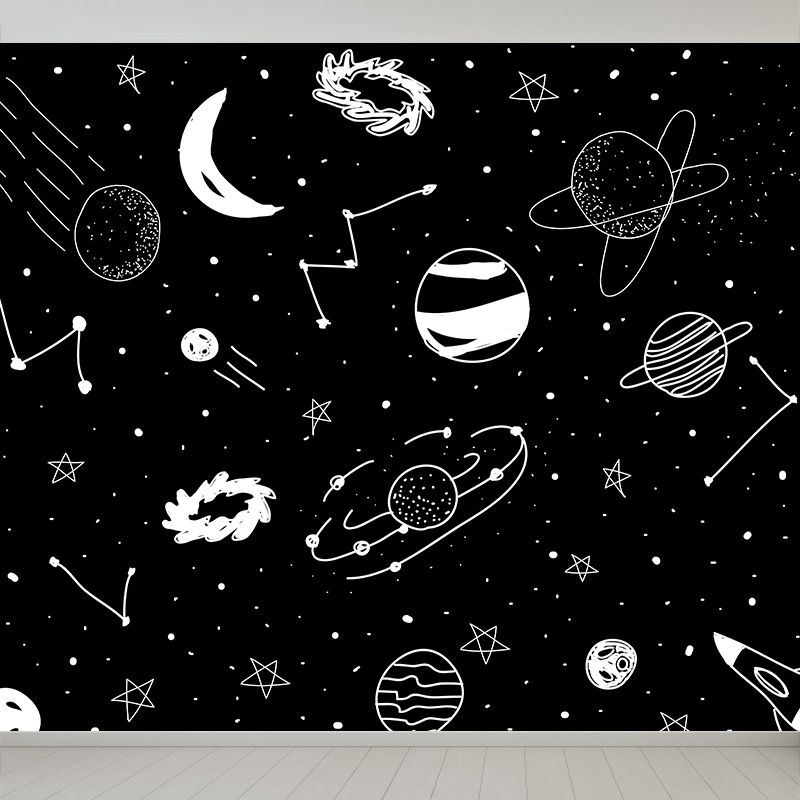 Contemporary Starry Sky View Mural Decal Dark Color Stain-Proofing Wall Decor for Bathroom