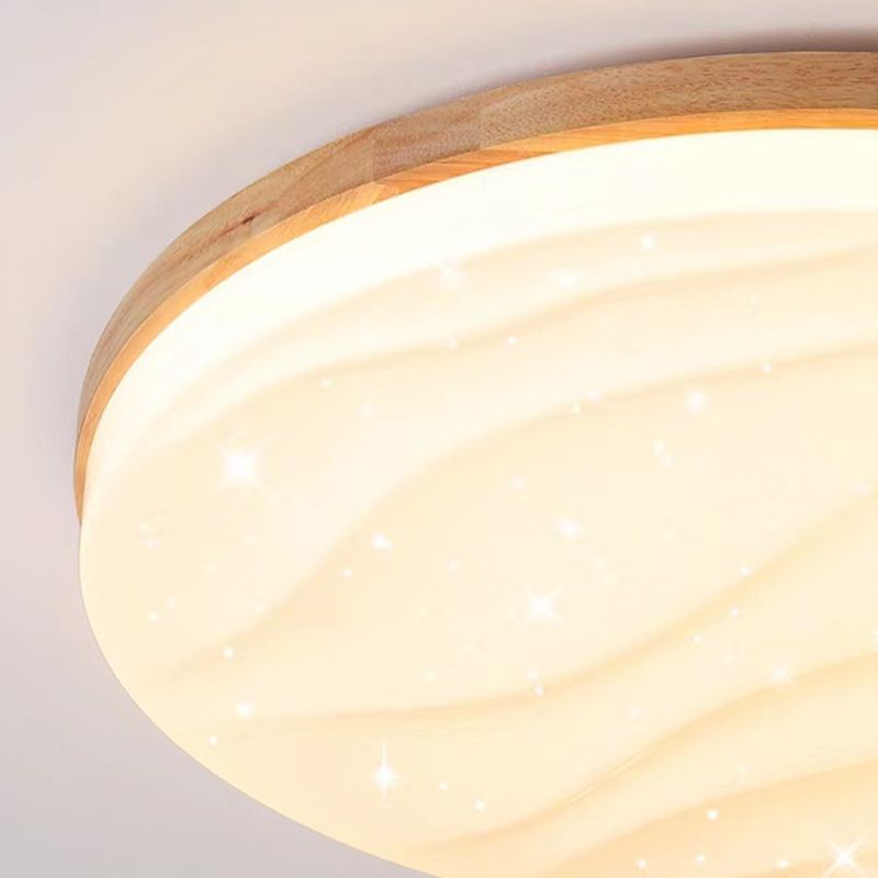 Modern Wooden Ceiling Light Simple LED Ceiling Mount Light with Acrylic Shade for Bedroom