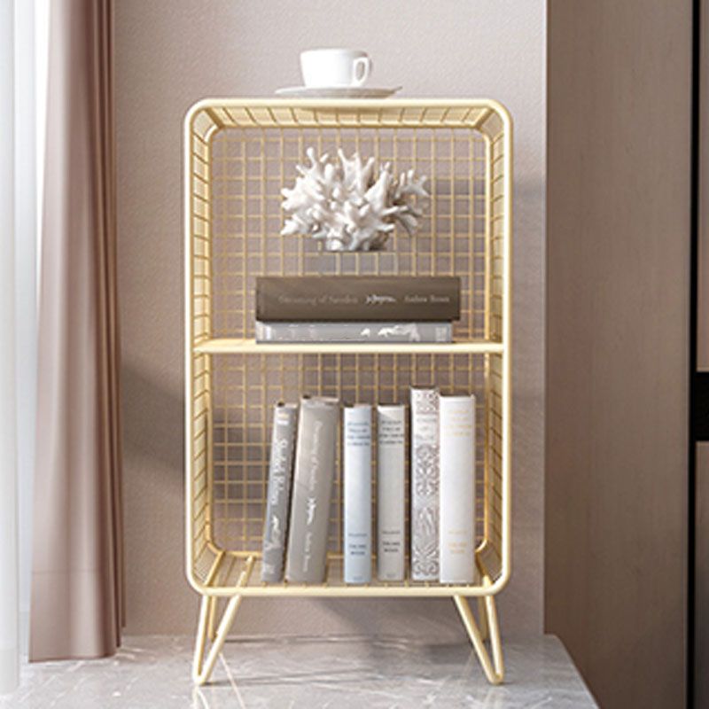 Modern Metal Bookshelf Standard Vertical Closed Back Bookcase in Burnish