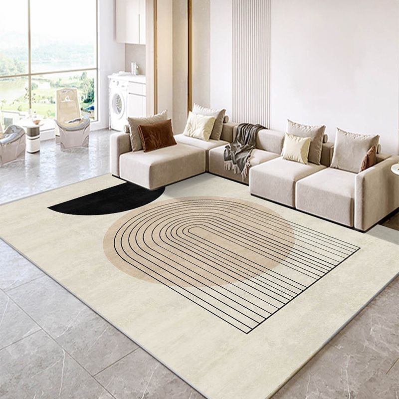 Alfombra de alfombra de poliéster moderno marrón alfombra lavable alfombra para sala de estar
