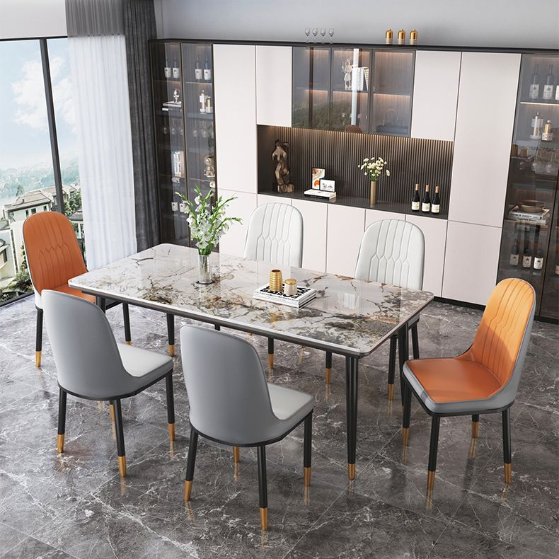 Modern Rectangle Dining Set 1/4/5/7 Pieces Stone Top Legs Indoor Dinette Set