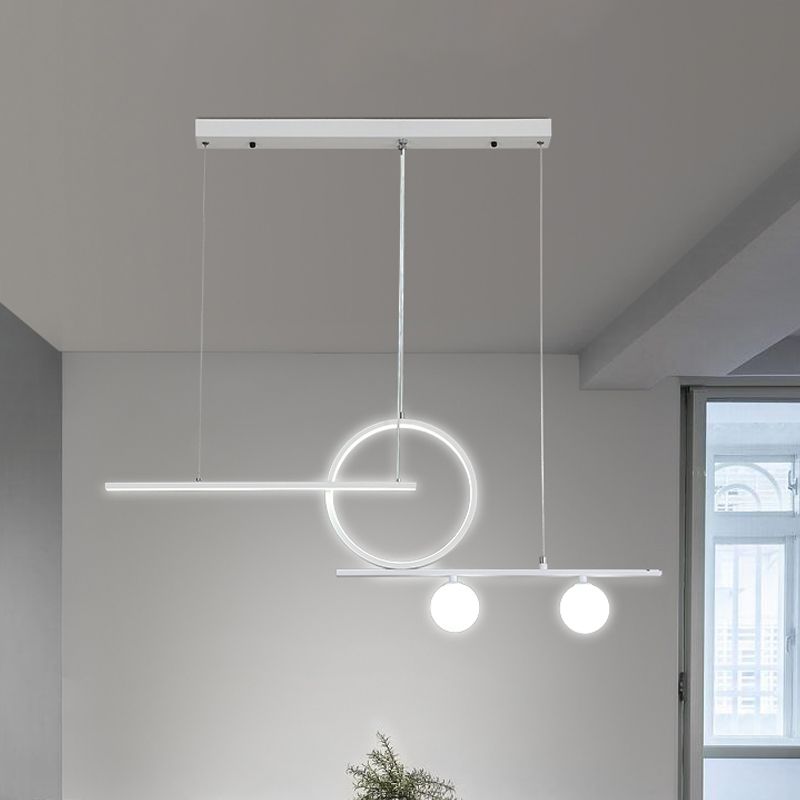 Linear Island Lighting Nordic Metal Black/White/Gold LED Hanging Lamp with Frosted Glass for Dining Room