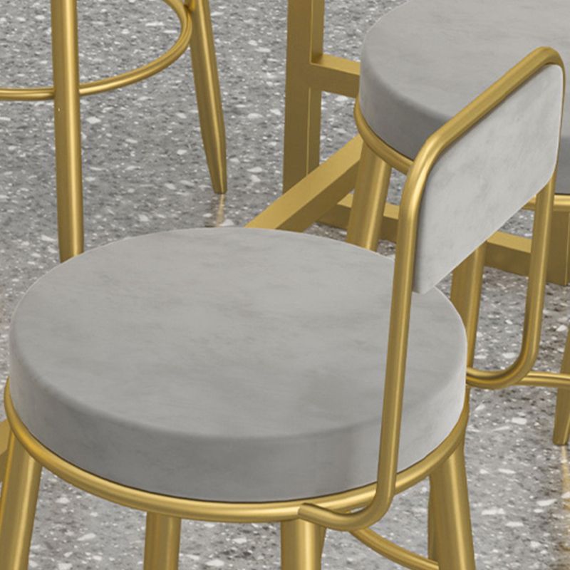Round Upholstered Dining Stools Armless Bar Stools with Footrest
