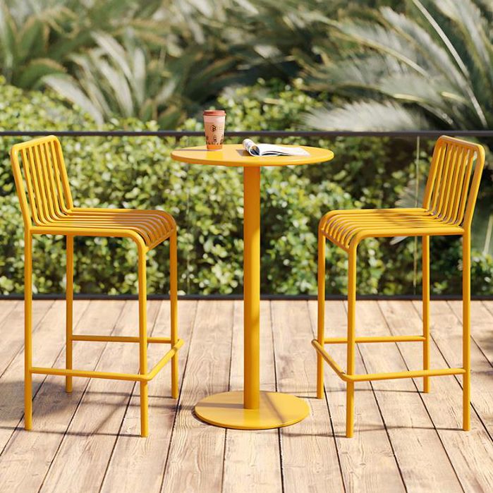 Contemporary Metal Round Bar Table Outdoor Pedestal Bar Dining Table