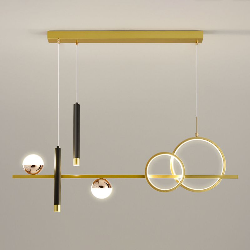 Multi Lights Metal Island Lighting Fixtures Modern Style Linear Chandelier Lighting