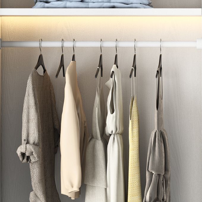 White Engineered Wood Wardrobe Closet Contemporary Storage Cabinet