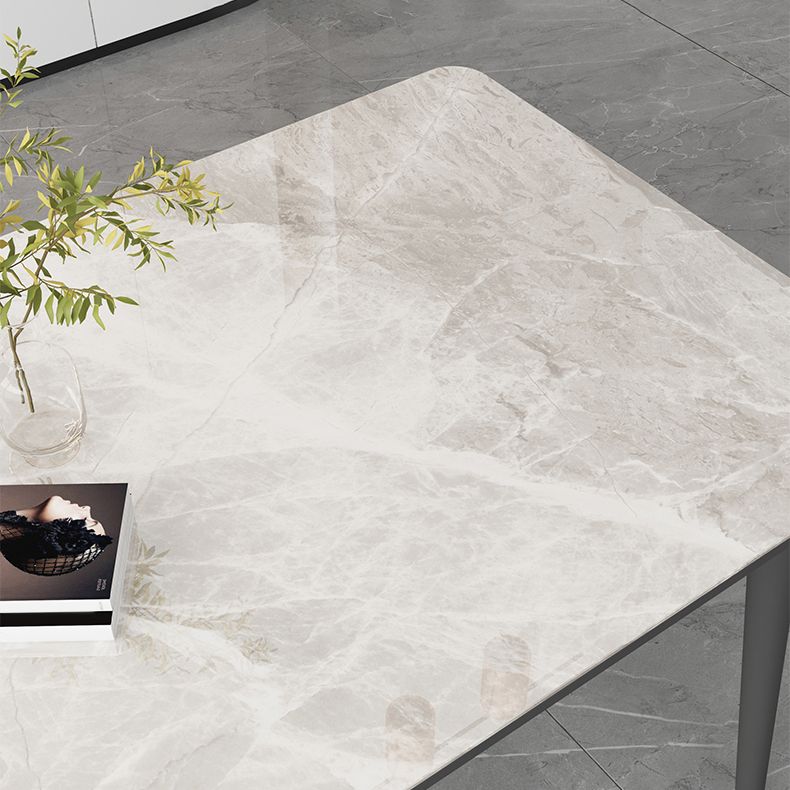 Sintered Stone Two-Color Dining Table Simplicity 4 Legs Table for Dining Room