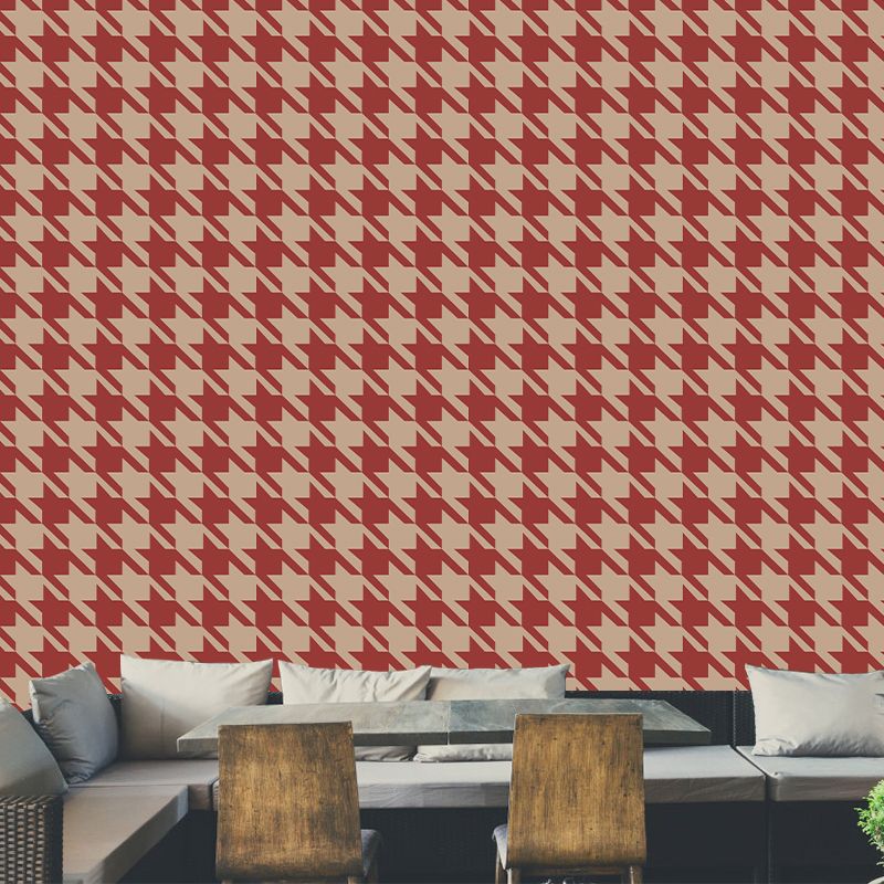 Houndstooth Wall Mural Modern Style Mildew ResistantDecorative Dining Room Wall Art