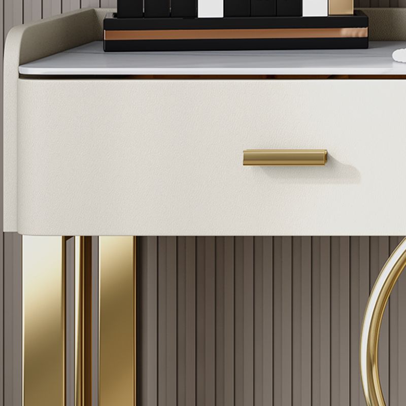 5 Drawers Makeup Table Desk Vanity Stone Top Dresser in White