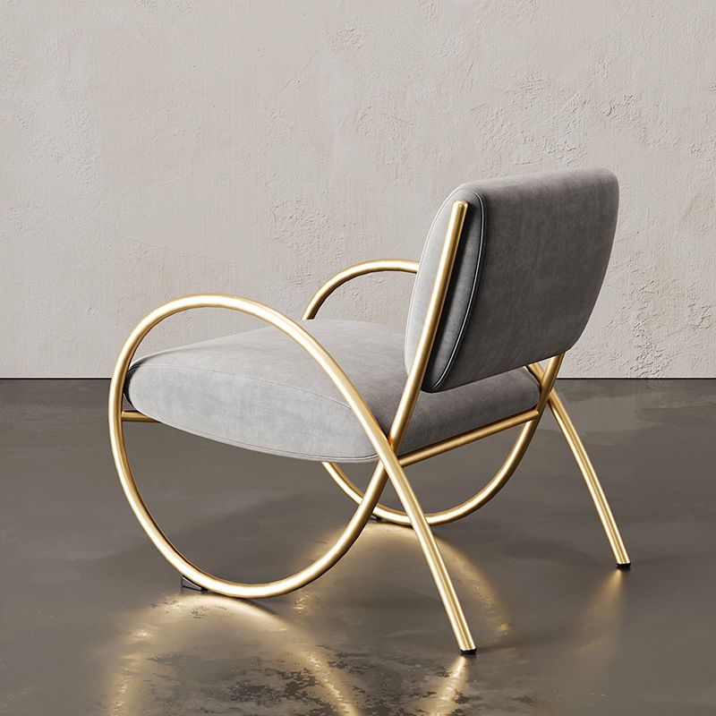 Upholstered Lounge Chair Arms Included Chair with Gold Tone Legs