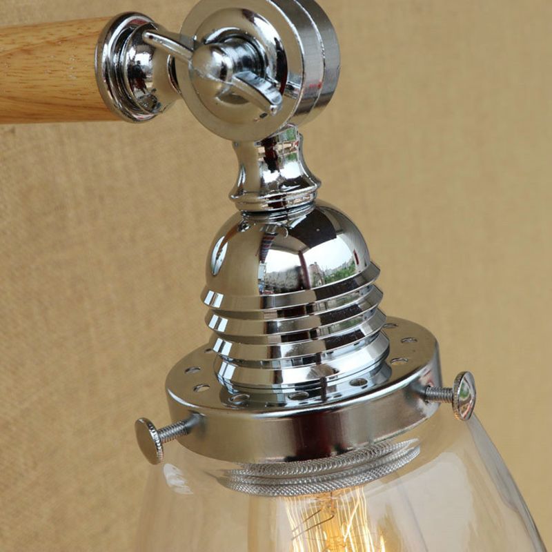 Cone Clear Glass Wall Mounted Lamp Industrial Single Bulb Dining Room Sconce Light, 8"/4"/14"