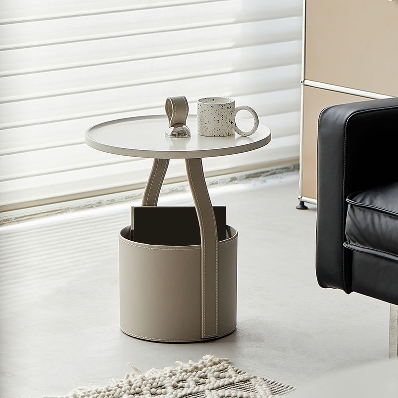 19.68" Wide Metal Side Table Round Tray Top Sofa Side Accent Table