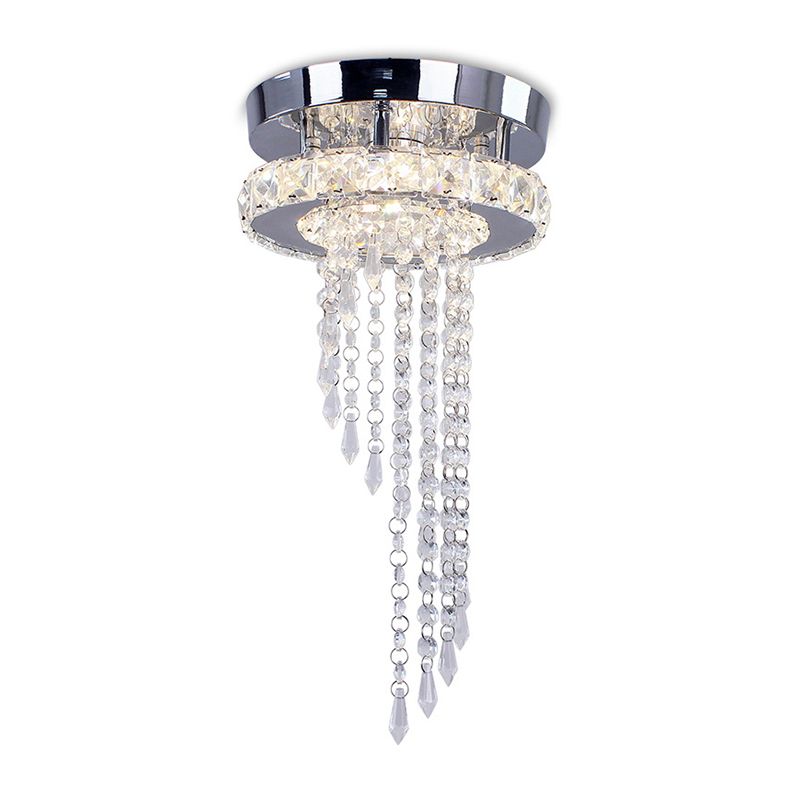 Spirale Kristall-LED-Deckenleuchte, moderne Edelstahl-Einbauleuchte für den Flur