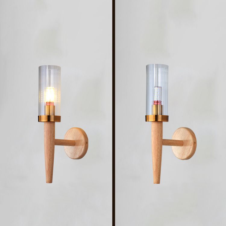 Japanese Style Wood Wall Light Geometric Shape Wall Sconce Lamp Fixture for Bedroom