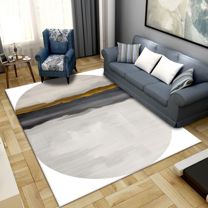 Gold Contemporary Rug Polyester Abstract Print Rug Stain Resistant Rug for Living Room