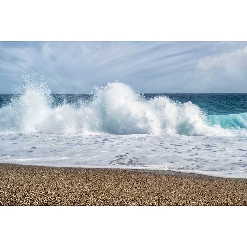 Photography Sea Mural Wallpaper for Sitting Room Wall Covering in Soft Color