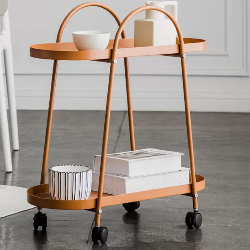 Mid-Century Side Table with Metal Shelves Geometric Tray Top Corner Table