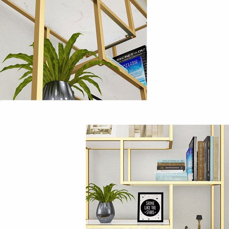 11.8" W Glam Antique Finish Shelf Bookcase Etagere Metal Bookshelf