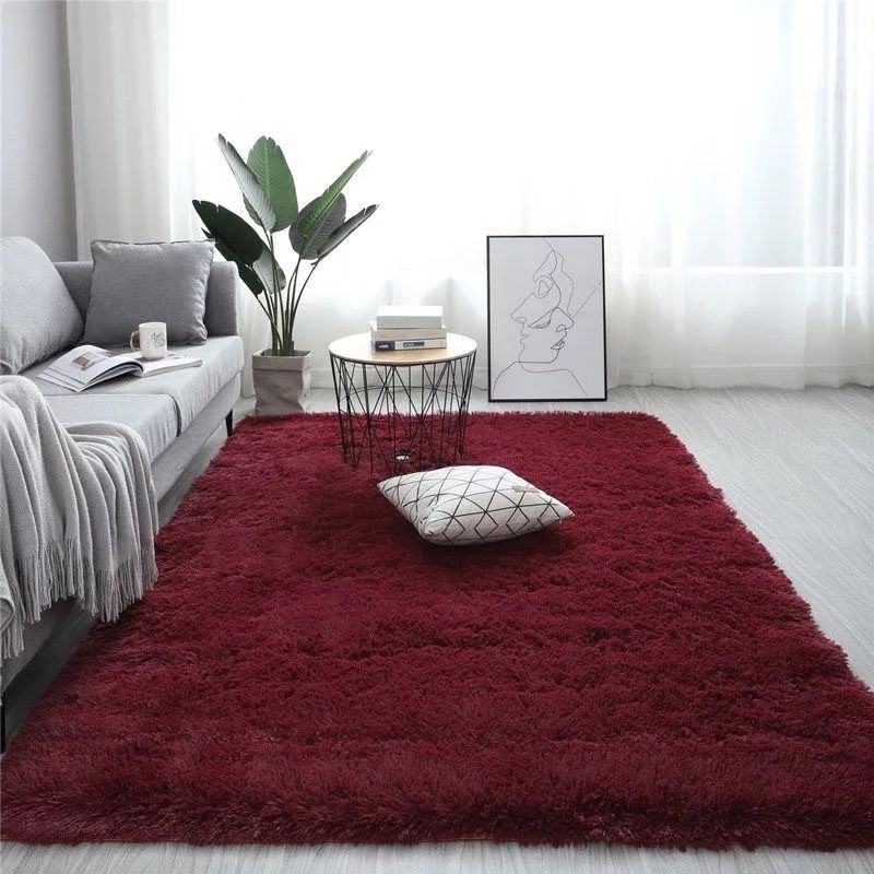 Novelty Plain Shag Carpet Polyester Indoor Rug Non-Slip Backing Area Carpet for Living Room