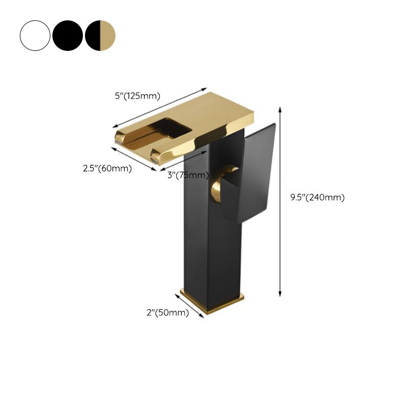 Waterfall Spout Vessel Sink Faucet Lever Handle Square Vessel Faucet
