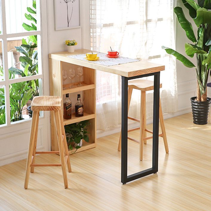 Glam 1/2/3 Pieces Bar Table Set Rectangle Bar Table with Wooden High Stools