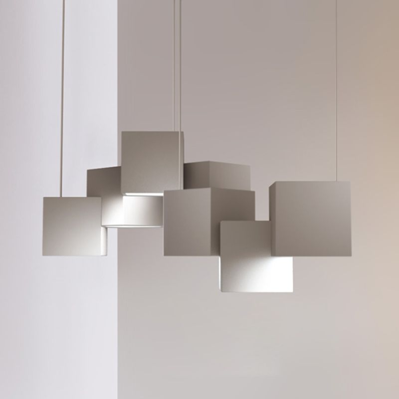 Multiple Square Island Pendant Lighting Modern Art Deco Metal LED Island Lamps for Art Gallery