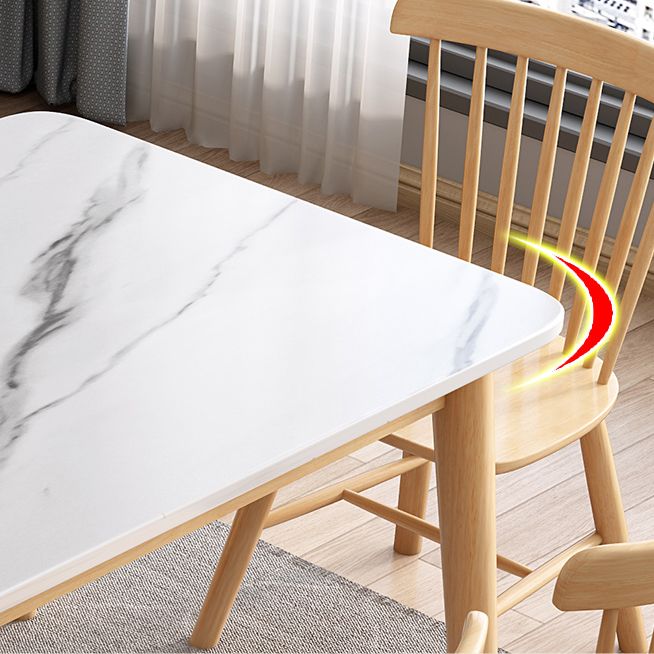 Modern Sintered Stone Dining Table Set for 4/6 Dining Set with Rectangle Table and Windsor Chairs