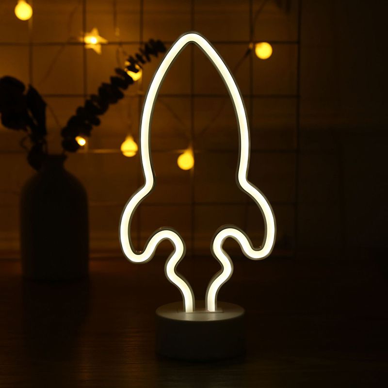 Rocket Baby Bedroom Wall Night Lamp Plastic LED Minimalist Nightstand Light in White
