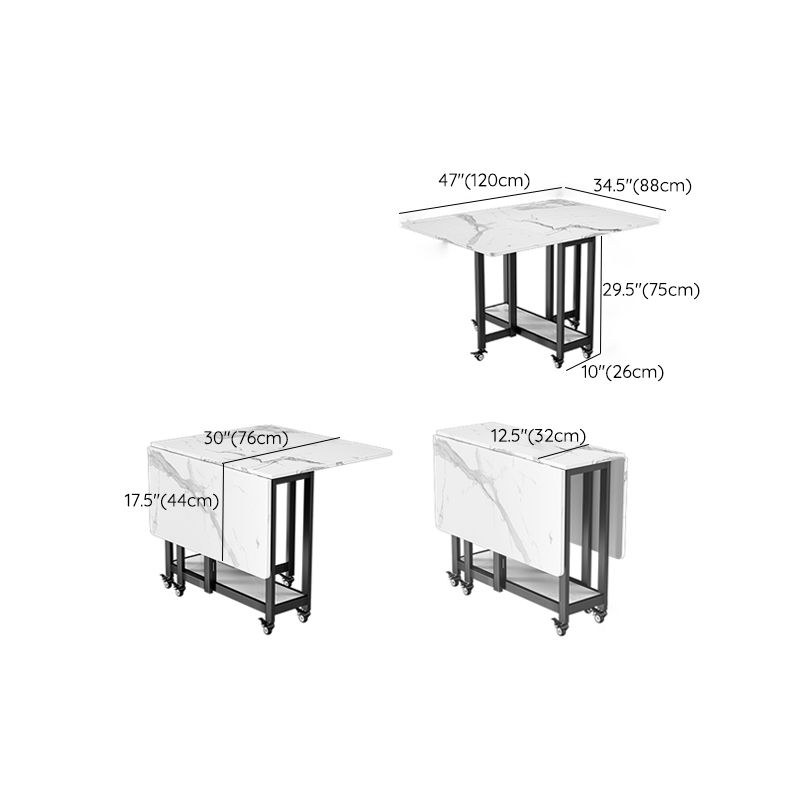 Simplicity Style Rectangle Wood Dining Site Table with Drop-Leaf