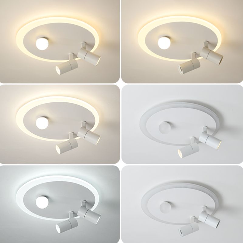 Plafonnier en fer moderne encastré rond avec 2 spots