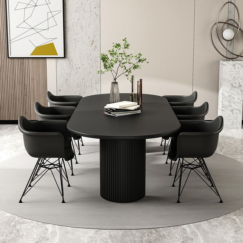 Pine Solid Wood Dining Table Double Pedestal Table in Black for Kitchen