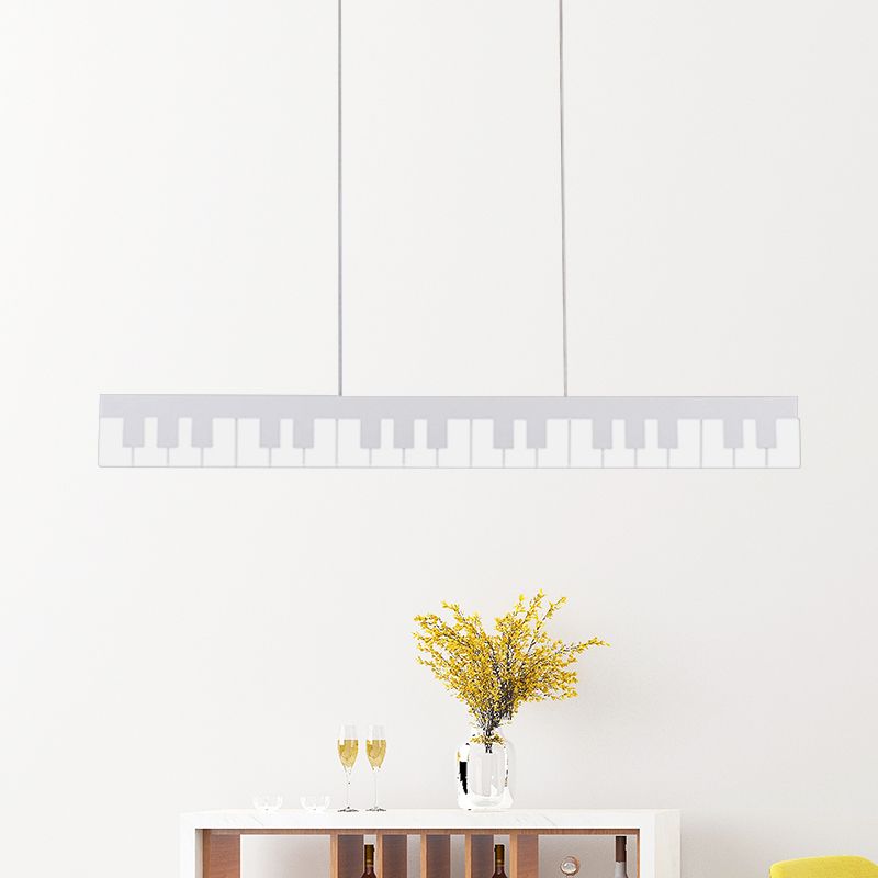 White/Black Piano Key Shape Pendant Contemporary LED Acrylic Hanging Ceiling Light in White/Warm/Natural Light