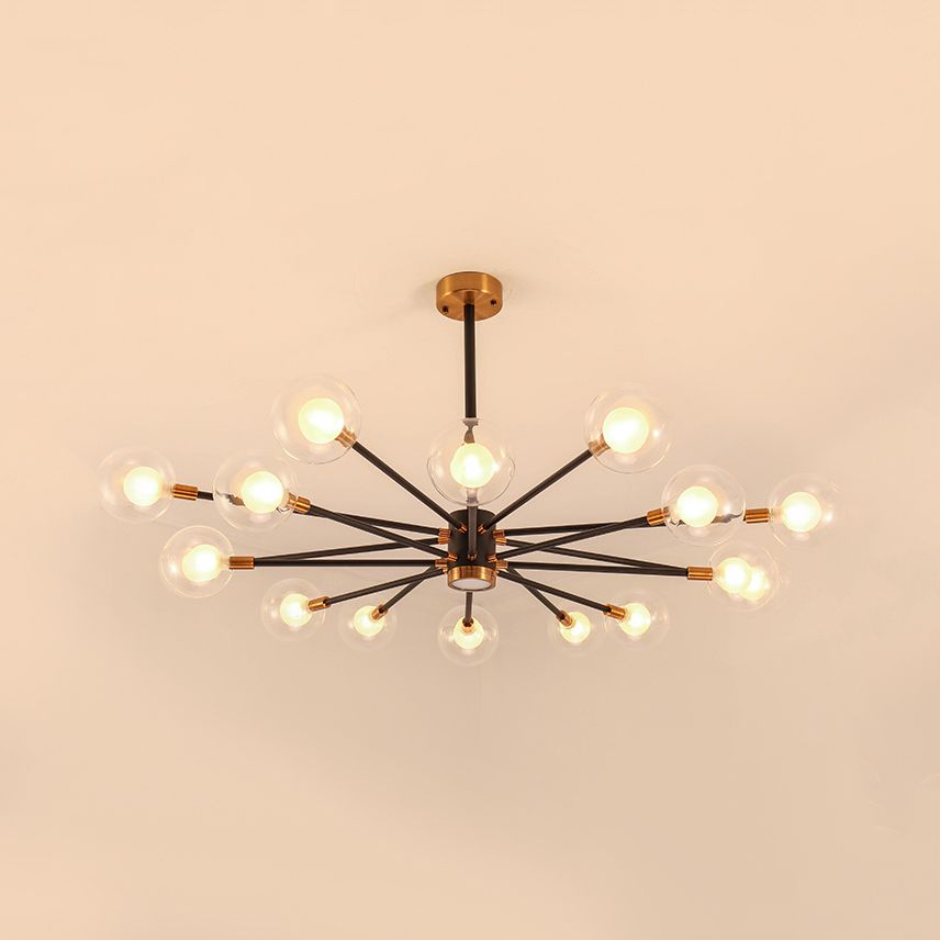 10/12/16 Heads Sky Bang Suspension Light Modern Clear/White Glass and Metal Chandelier with Ball Shade for Foyer