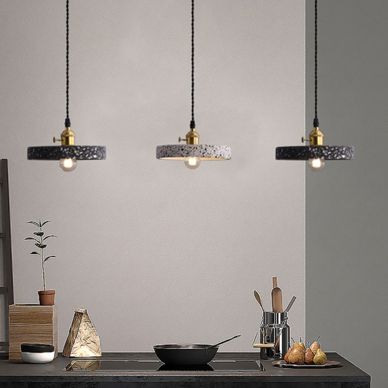 Geometric Dining Room Suspension Lighting Terrazzo 1 Head Minimalistic Pendant Ceiling Light
