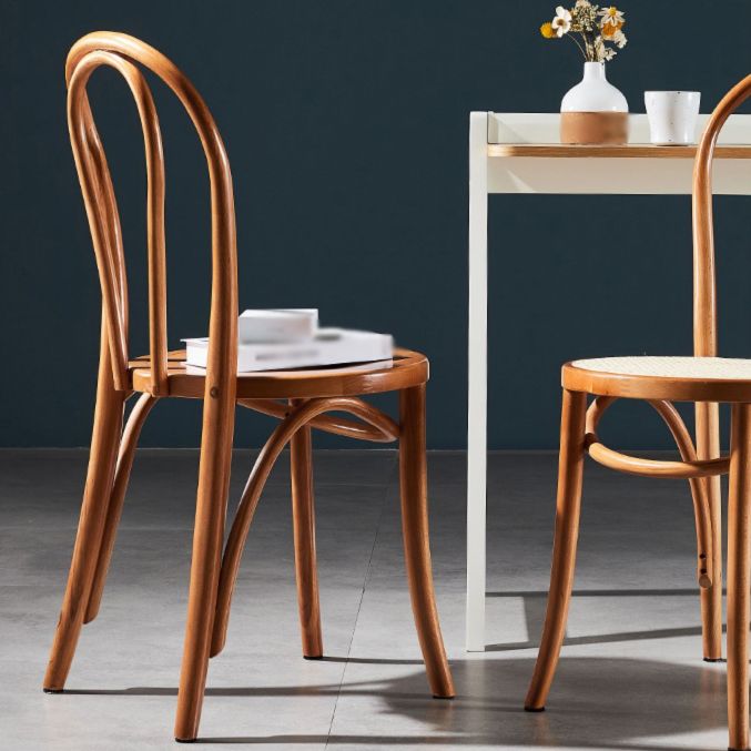 Silla sin brazos de comedor de madera tradicional, silla lateral de comedor individual con respaldo abierto para uso doméstico