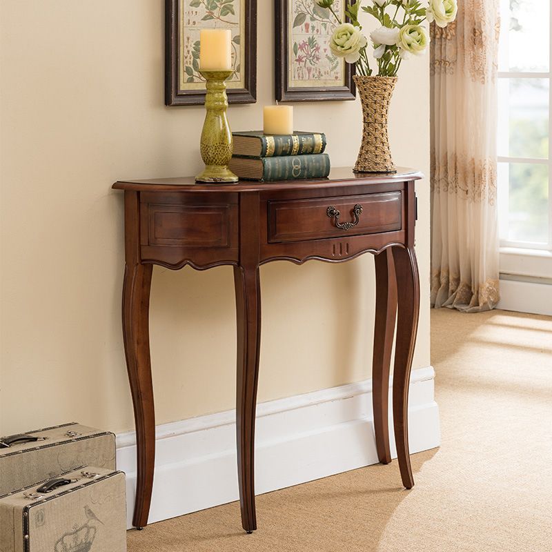 Solid Wood Console Table 13" W Mid-Century Modern Storage Console