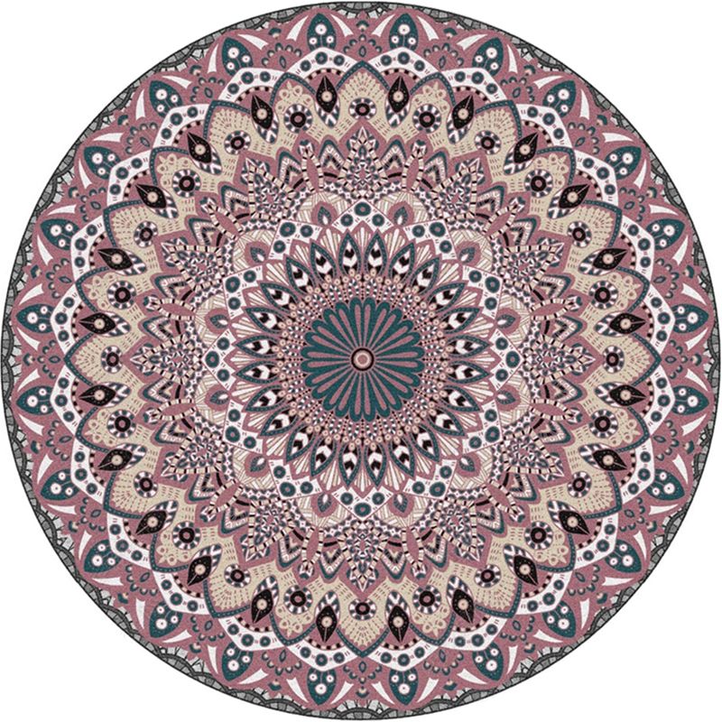 Moroccan Door Rug Multicolor Mandala Area Rug Polypropylene Anti-Slip Stain Resistant Machine Washable Rug