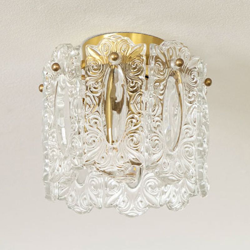 Gold Cylinder Ceiling Mounted Fixture Modern Style Glass Ceiling Light Fixture