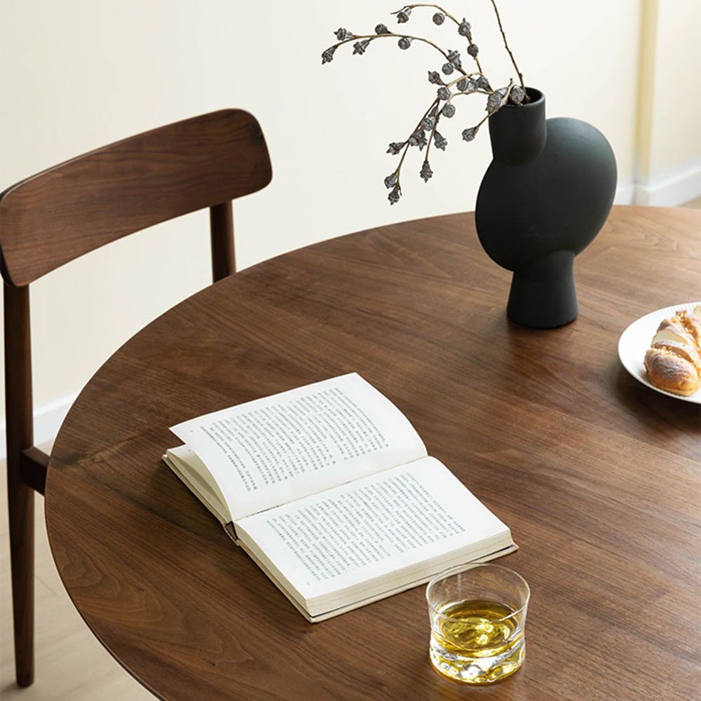 Solid Wood Dining Table Round Modern Dinner Table for Dining Room